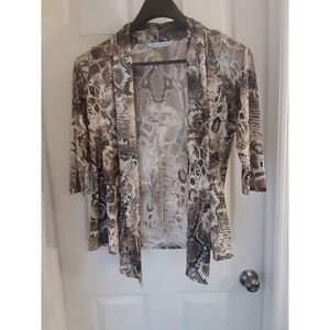 Peter Nygard Snake Print Poly-Blend 3/4 Sleeve Shawl Collar Jacket  size M